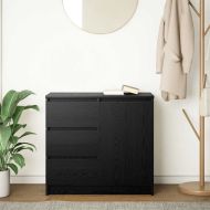 Бюфет с чекмеджета, черен дъб, 71x35x65 см, инженерно дърво