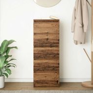 Бюфет с чекмеджета, старо дърво, 37,5x35x99 см, инженерно дърво