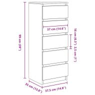 Бюфет с чекмеджета, старо дърво, 37,5x35x99 см, инженерно дърво