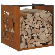 Стойка за дърва за огрев 40x40x40 см Патинираща стомана