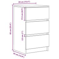 Нощно шкафче с 3 чекмеджета, старо дърво, 39x35x65 см