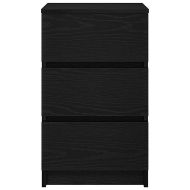 Нощно шкафче с 3 чекмеджета, черни, 39x35x65 см