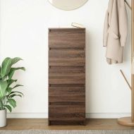 Бюфет с чекмеджета, кафяв дъб, 37,5x35x99 см, инженерно дърво
