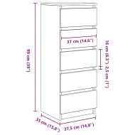 Бюфет с чекмеджета, кафяв дъб, 37,5x35x99 см, инженерно дърво