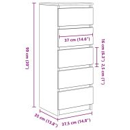 Бюфет с чекмеджета, опушен дъб, 37,5x35x99 см, инженерно дърво