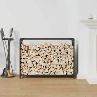 Стойка за дърва, черна, 90x28x65 см, студеновалцувана стомана