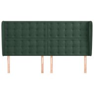 Горна табла за легло с уши, тъмносива, 163x23x118/128 см кадифе