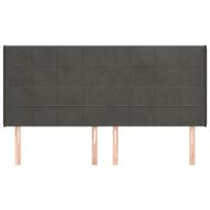 Горна табла за легло с уши, тъмносива, 163x16x118/128см, кадифе