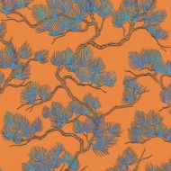 DUTCH WALLCOVERINGS Тапет борово дърво, синьо и оранжево
