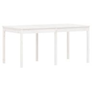 Градински трапезен комплект от 7 части, бял, масивен бор