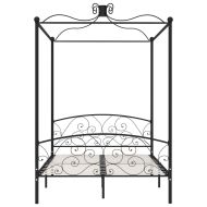 Рамка за легло с балдахин, черна, метал, 120x200 cм