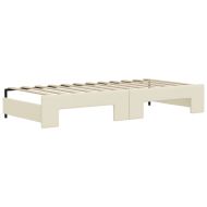 Канапе с изтеглящо легло и чекмеджета кремаво 90x200см еко кожа