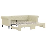 Канапе с походно легло, кремаво, 90x200 см изкуствена кожа