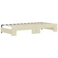 Канапе с походно легло, кремаво, 90x200 см изкуствена кожа