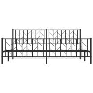 Метална рамка за легло с горна и долна табла, черна, 200x200 см