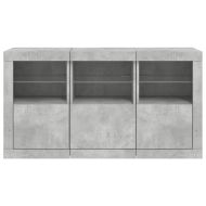 Сайдборд с LED светлини, бетонно сив, 123x37x67 см