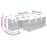 Градински трапезен комплект 9 части с възглавници светлосив