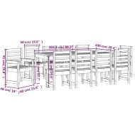Градински трапезен комплект от 11 части, бял, масивен бор