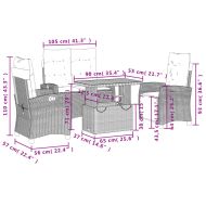 Градински комплект с възглавници, 4 части, бежов полиратан