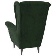 Фотьойл Wingback с табуретка, тъмнозелена, кадифе
