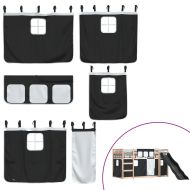 Двуетажно легло с пързалка и завеси, бяло и черно, 90x200 см