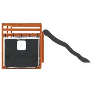 Двуетажно легло с пързалка и завеси, бяло и черно, 90x200 см