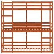 Триетажно легло, восъчнокафяво, 75x190 см, борово дърво масив