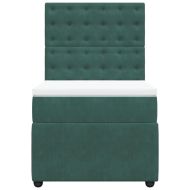 Боксспринг легло с матрак, тъмнозелено, 80x200 см, кадифе