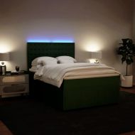 Боксспринг легло с матрак, тъмнозелено, 160x200 см, кадифе