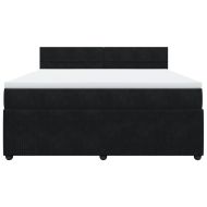 Боксспринг легло с матрак, черно, 180x200 см, кадифе