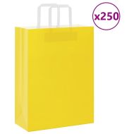 Хартиени торбички 250 бр с дръжки жълти 26x12x35 см