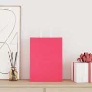 Хартиени торбички 250 бр с дръжки розови 26x12x35 см