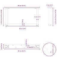 Крака за масичка за кафе, U-образни, 2 бр., бели, 60 x (30-31) см, стомана