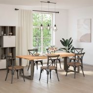 Крака за трапезна маса, Т-образни, 2 бр., черни, 90x35x(72-73) см, стомана