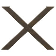 Крака за трапезна маса, X-образни, 2 бр., естествена стомана, 90 x (72-73) см, стомана