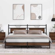 Метална рамка за легло, без матрак, кафяв дъб, 200x200 см