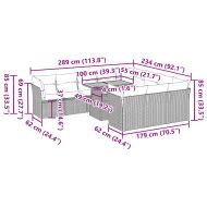 Градински комплект диван с възглавници 11 части сив полиратан
