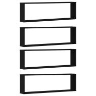 стенни кубични рафтове 4 бр. черен дъб 100x15x30 cm