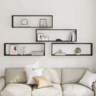 стенни кубични рафтове 4 бр. черен дъб 100x15x30 cm