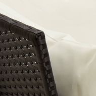 Градински диван с възглавници, черен полиратан