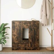 Бюфет с чекмеджета и вратички, опушен дъб, 70,5x34x74,5 см