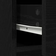 Бюфет с чекмеджета и вратички, черно и дъб, 73x31x90 см