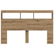 Табла шкаф с LED, Дъб артизан, 160x17x102 см