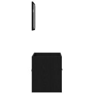 Комплект мебели за баня от 2 части Черно дъбово инженерно дърво