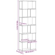 Библиотека/разделител за стая, черно и дъб, 60x24x186 см