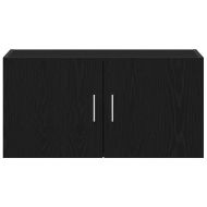 Стенен шкаф, черно и дъб, 80x39x40 см, инженерно дърво