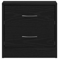 Нощно шкафче, черно и дъб, 40x30x40 см, инженерно дърво
