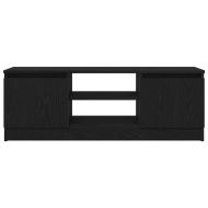 ТВ шкаф, черно и дъб, 102x30x36 см, инженерно дърво