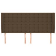 Горна табла за легло с уши, тъмнокафява, 163x23x118/128см, плат