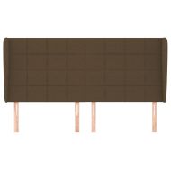 Горна табла за легло с уши, тъмнокафява, 163x23x118/128см, плат